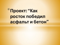 Презентация по окружающему миру Как росток победил асфальт.