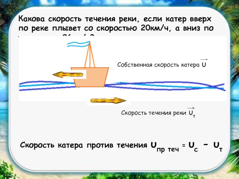 Скорость реки равна