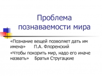Презентация по обществознанию на тему Познаваемость мира (10 класс)