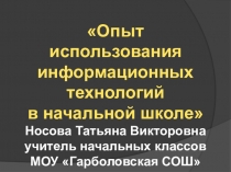 Опыт использования информационных технологий в начальной школе