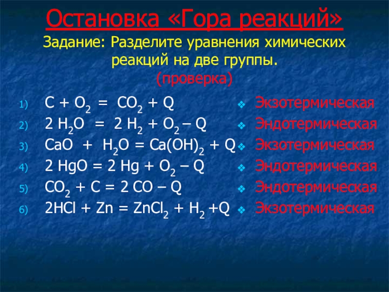 Тест химические уравнения реакций. Схема решения уравнений химических реакций. Типы химических уравнений.