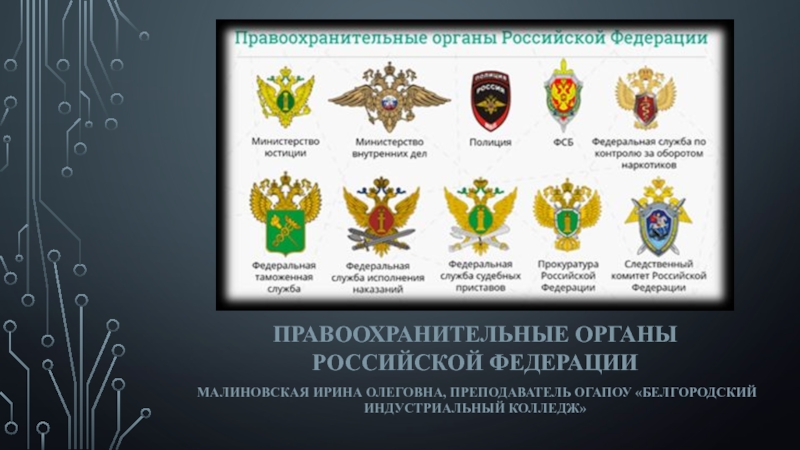 Презентация Презентация по праву на тему Правоохранительные органы РФ
