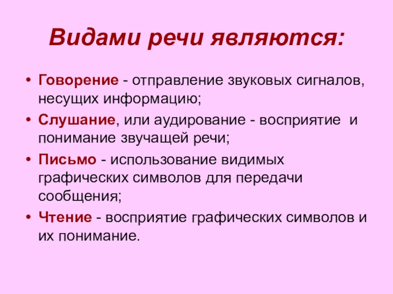 Проект на тему язык и речь виды речевой деятельности