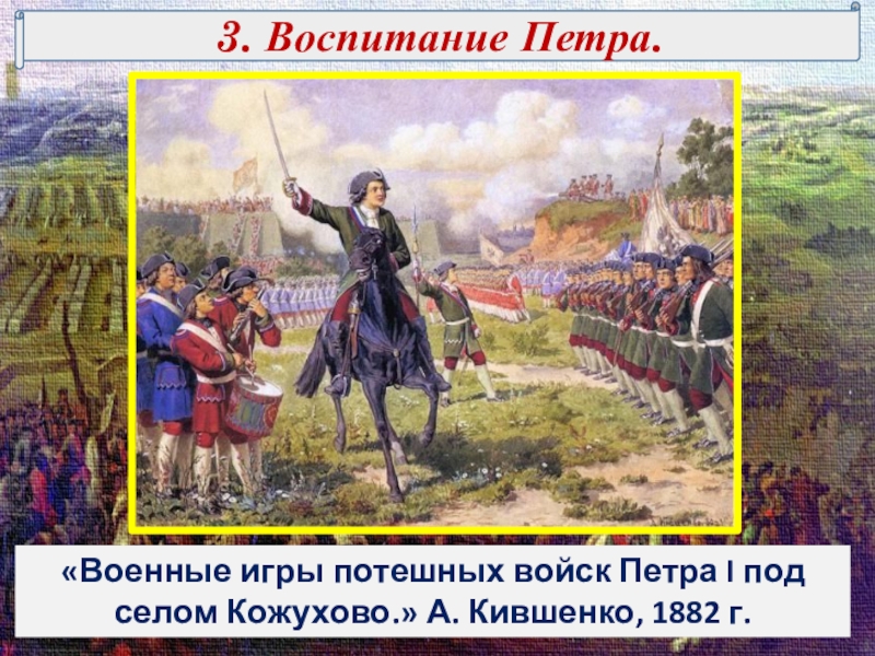 Картина кившенко военные игры потешных войск петра 1 под селом кожухово краткий рассказ