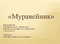 Презентация учащихся 5 класса по биологии Муравейник