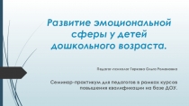 Развитие эмоциональной сферы у детей дошкольного возраста