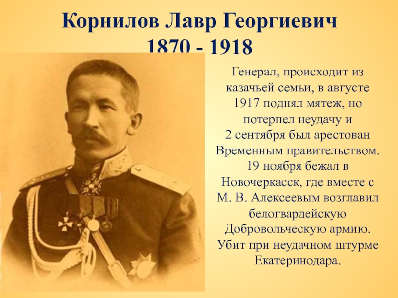 Лавр корнилов презентация