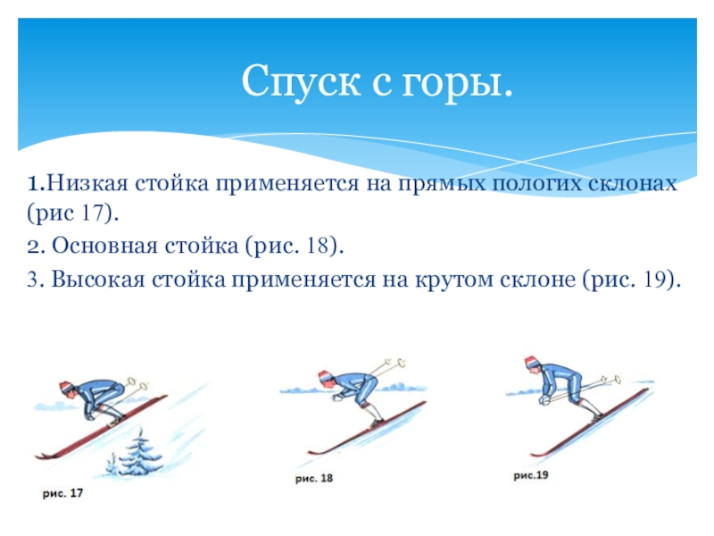 Спуск на лыжах 2 класс. Спуск в низкой стойке на лыжах. Низкая стойка на лыжах. Спуск с горы в низкой стойке на лыжах. Спуск в низкой стойке на лыжах техника.