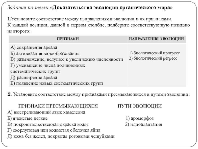 Презентация доказательства эволюции органического мира 11 класс