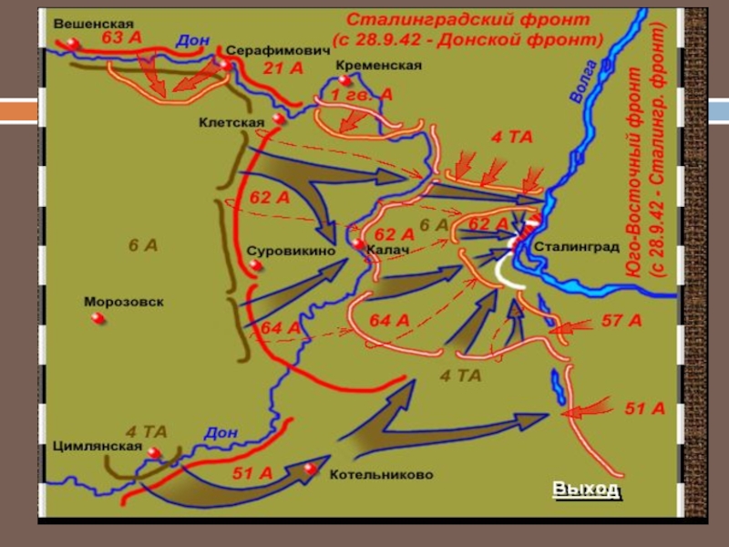 Карта начала сталинградской битвы