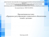 Правовое регулирование социального обеспечения семей с детьми