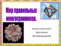 Презентация по геометрии на тему  Мир правильных многогранников(5 класс)