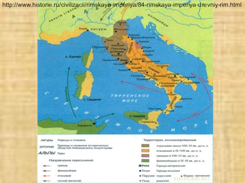 Карта древней италии 5 класс история древнего мира