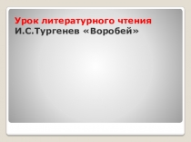 Презентация Воробей - по творчеству И.С.Тургенева