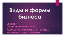 Презентация по обществознанию на тему Виды и формы бизнеса (7 класс)