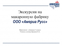 Экскурсия на макаронную фабрику ООО Америа Русс
