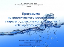 Программа патриотического воспитания старшего дошкольного возраста От чистого истока