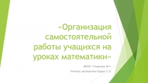 Организация самостоятельной работы учащихся на уроках математики.