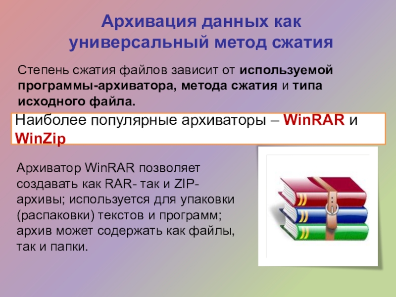 Архиватор сжатие файлов. Архивация данных. WINRAR метод сжатия. Методы сжатия архиваторов. Алгоритм сжатия WINRAR.