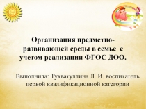 Организация предметно-развивающей среды в семье с учетом реализации ФГОС ДОО.