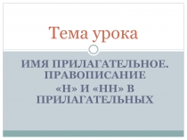 Презентация по русскому языку Имя прилагательное. Правописание Н и НН в прилагательных.