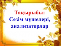 Ашық сабақ Сезім мүшелері, анализаторлар