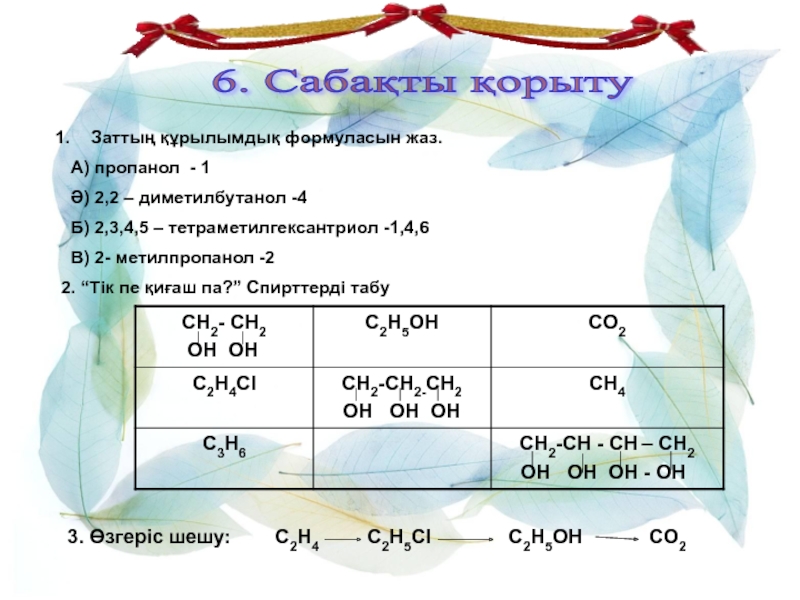 Көп атомды спирттер презентация