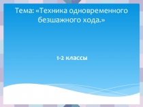 Техника одновременного безшажного хода.