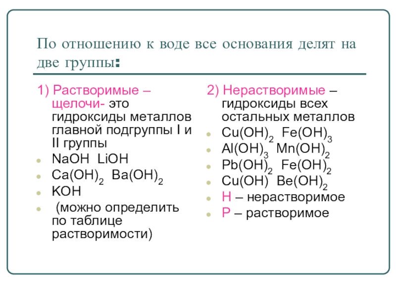 Растворимым основанием является