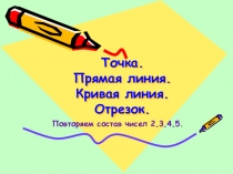 Презентация по математике на тему Точка. Кривая. Прямая линия (1 класс)