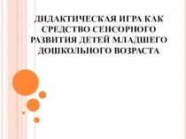 Дидактическая игра как средство сенсорного развития