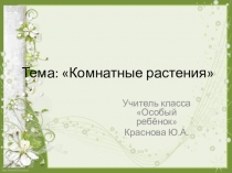Презентация к уроку окружающего мираКомнатные растения