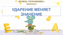 Презентация Ударение меняет значение, занятие 5, по материалам Елизаровой Е.М.
