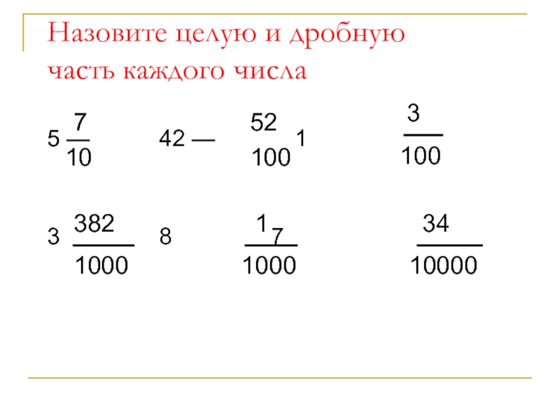 Понятие десятичной дроби 5 класс