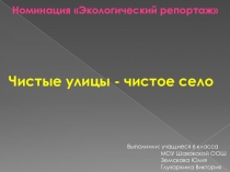 Презентация Чистые улицы - чистое село (экологический репортаж)