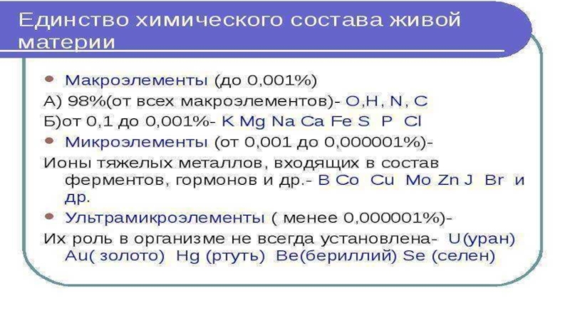 Основные химические соединения живой материи презентация