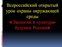 Презентация к открытому уроку по экологии на тему Экология и культура - будущее России