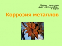 Презентация по химии на тему Коррозия (10 класс)