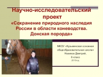 Презентация научно-исследовательского проекта Донская порода лошадей
