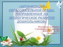 Презентация Организация образовательной среды, направленная на экологическое развитие дошкольников