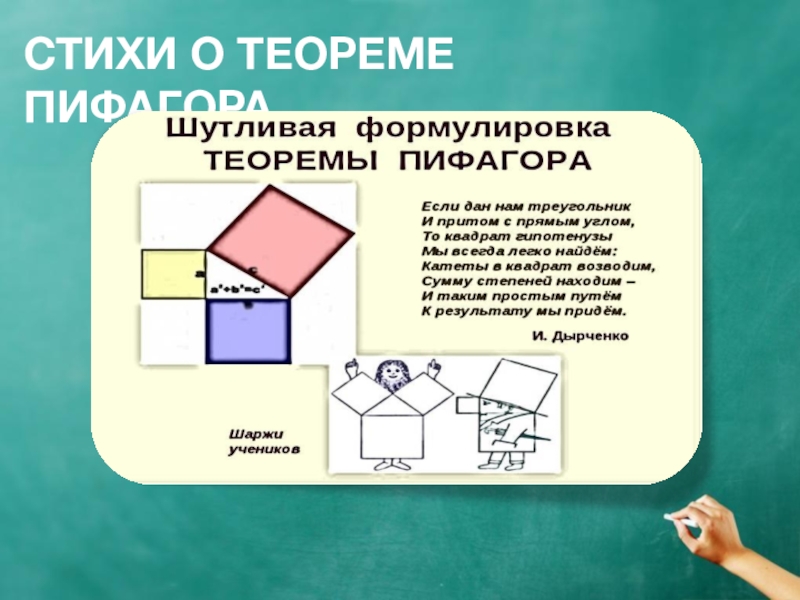 Презентация теорема. Теорема Пифагора. Стишки про теорему Пифагора. Стихи посвященные теореме Пифагора. Теоремы в стихах.