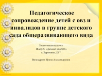Презентация Педагогическое сопровождение детей с овз и инвалидов в группе детского сада общеразвивающего вида