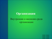 Презентация по экономике на тему Внутренняя и внешняя среда организации