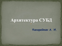 Презентация по информатике на тему: Архитектура СУБД