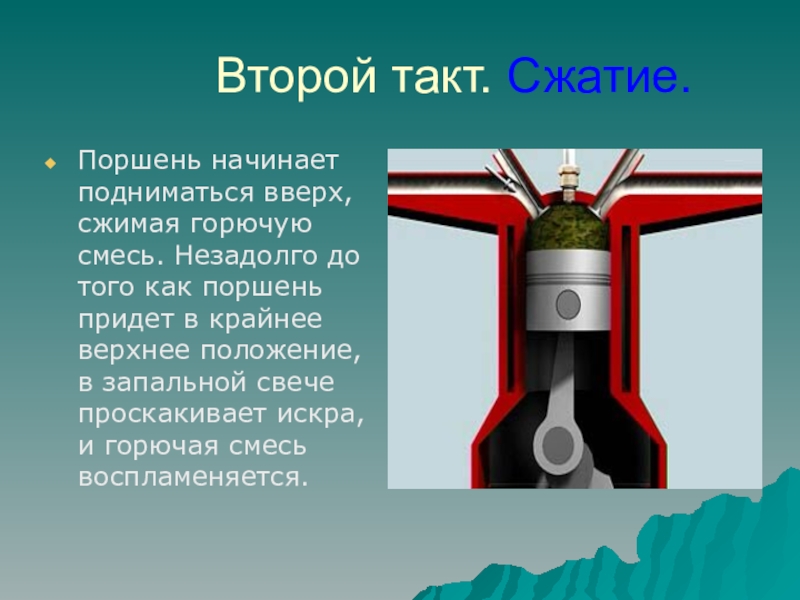 Что означает такт. Такт сжатия ДВС. 2 Такт сжатие. Второй такт - такт сжатия. Второй такт двигателя внутреннего сгорания.