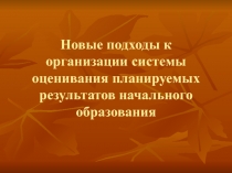 Новые подходы к организации системы оценивания планируемых результатов начального образования