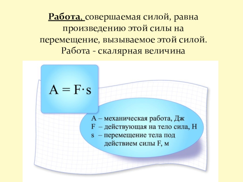 Сила совершать. Работа совершаемая силой. Работа совершаемая силой равна. Работа равна скалярному произведению силы на перемещение. Физическая величина равная произведению силы на перемещение.