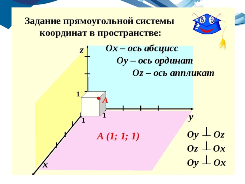 Прямоугольная система координат в пространстве координаты вектора 11 класс презентация атанасян