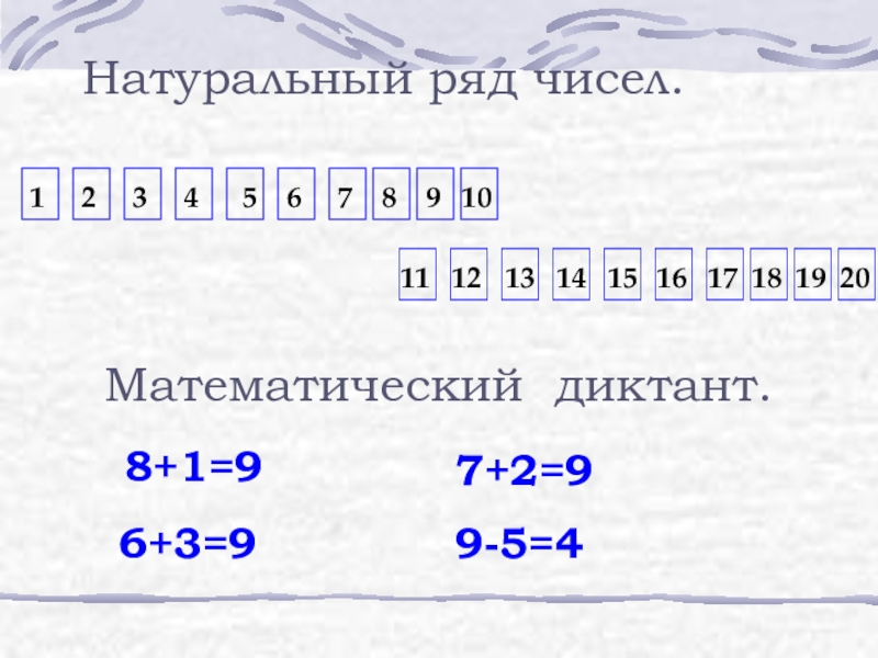 Натуральный ряд 1 класс презентация