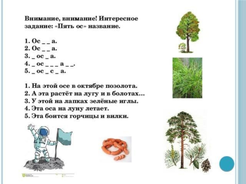 Задания к проекту по русскому языку 2 класс